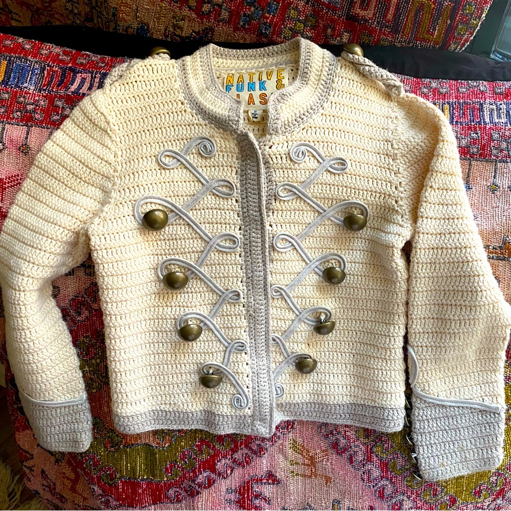 Native Funk and Flash Cotton Sweater Jacket with Embellishments. Size 2T.